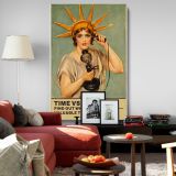 Time vs Money - Lady Liberty with Retro Phone Poster