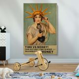 Time vs Money - Lady Liberty with Retro Phone Poster - Image 2