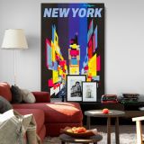 Times Square Lights - Vibrant Retro Geometry New York Poster
