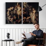 Titania and Bottom by Henry Fuseli - two-panel canvas displayed in a reading room