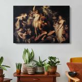 Titania and Bottom by Henry Fuseli - single-panel canvas displayed above a console table