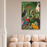 Tropical Jungle Birds - Exotic Wildlife Scene with Lush Foliage and Colorful Birds canvas wall art - Image 2