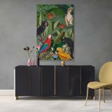 Tropical Jungle Birds - Exotic Wildlife Scene with Lush Foliage and Colorful Birds canvas wall art - Image 4