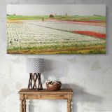Tulip Fields by Gerrit Willem Dijsselhof — single-panel canvas above a console table