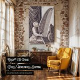 Turk Playing Harp - Melchior Lorch Fine Black Ink Illustration canvas wall art - Image 3