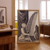 Turk Playing Harp - Melchior Lorch Fine Black Ink Illustration canvas wall art - Image 7