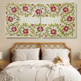 Turkish Pillow Floral Embroidery Pattern by William Morris — single-panel canvas in a bedroom