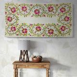 Turkish Pillow Floral Embroidery Pattern by William Morris — single-panel canvas above a console table