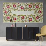 Turkish Pillow Floral Embroidery Pattern by William Morris — single-panel canvas above a sideboard