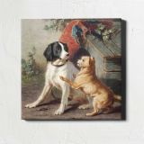 Two dogs by a kennel by Conradijn Cunaeus (1828–1895) — room mockup view 1