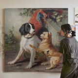 Two dogs by a kennel by Conradijn Cunaeus (1828–1895) — room mockup view 3