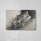 Two Dragons in Clouds , Vintage Japanese Dragon Illustration by Kanō Hōgai - single-panel canvas displayed above a console table