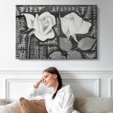 Two Roses by Samuel Jessurun de Mesquita - single-panel canvas displayed above a sofa