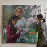 Two Women beneath Magnolia Blossoms by Daniel Gerhartz — room mockup view 3