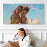 Two Women in Sunlight by Daniel Gerhartz — single-panel canvas shown above a seated person