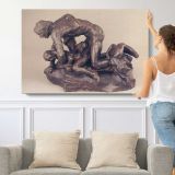 Ugolino by Auguste Rodin - single-panel canvas shown with a person for scale