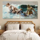 Undertow by Winslow Homer — single-panel canvas in a bedroom