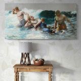 Undertow by Winslow Homer — single-panel canvas above a console table