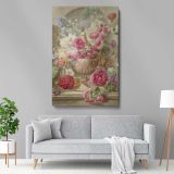 Vase with Flowers - Dutch Baroque Still Life in Urn By Pieter van Loo canvas wall art - Image 5