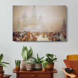 Venetian Procession in Saint Mark's Square - single-panel canvas displayed above a console table