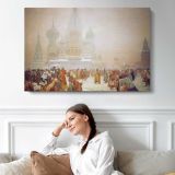 Venetian Procession in Saint Mark's Square - single-panel canvas displayed above a sofa