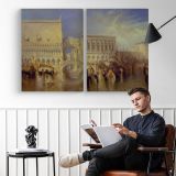 Venice, the Bridge of Sighs by Joseph Mallord William Turner - two-panel canvas displayed in a reading room