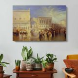 Venice, the Bridge of Sighs by Joseph Mallord William Turner - single-panel canvas displayed above a console table