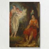 Venus and Anchises - Mythical Love Scene in Classical Style By Benjamin R. Haydon canvas wall art - Image 7