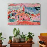 View of Collioure by Henri Matisse - single-panel canvas displayed above a console table