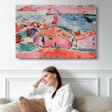 View of Collioure by Henri Matisse - single-panel canvas displayed above a sofa