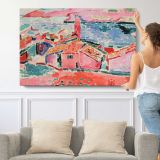 View of Collioure by Henri Matisse - single-panel canvas shown with a person for scale