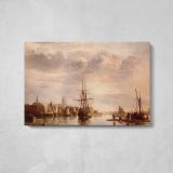 View of Dordrecht by Aelbert Cuyp - single-panel canvas displayed above a console table