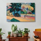 View of Murnau by Vasily Kandinsky - single-panel canvas displayed above a console table