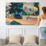 View of Murnau by Vasily Kandinsky - single-panel canvas shown with a person for scale