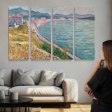 View of Saint-jean-de-luz by Albert Marquet - multi-panel canvas displayed above a sofa