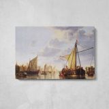 View of the Maas at Dordrecht by Aelbert Cuyp - single-panel canvas displayed above a console table