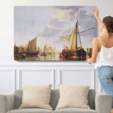 View of the Maas at Dordrecht by Aelbert Cuyp - single-panel canvas shown with a person for scale