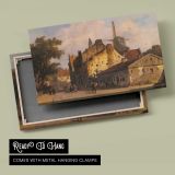 Village Scene with A Windmill by Adrianus Eversen - canvas rear frame and hanging hardware