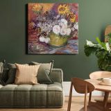 Vincent van Gogh's Bowl With Sunflowers Roses And Other Flowers (1886) — room mockup view 15