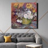 Vincent van Gogh's Bowl With Sunflowers Roses And Other Flowers (1886) — room mockup view 21