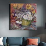 Vincent van Gogh's Bowl With Sunflowers Roses And Other Flowers (1886) — room mockup view 3