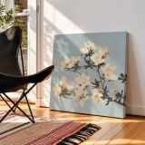 Vintage Japanese azaleas illustration wall art — room mockup view 2