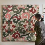 Vintage seamless pattern flower background, colorful oriental flower graphic — room mockup view 3