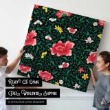 Vintage seamless pattern flower background, colorful oriental flower graphic — room mockup view 4