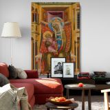 Virgin and Child Enthroned - Medieval Gold Halo Icon canvas wall art