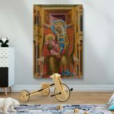 Virgin and Child Enthroned - Medieval Gold Halo Icon canvas wall art - Image 2
