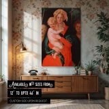 Virgin and Child - Jacopo Da Pontormo Draped Red and Green Scene canvas wall art
