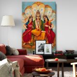 Vishnu on Shesha - With Lakshmi and Bhudevi in Ocean of Milk canvas wall art