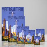 Visit Chicago - Retro Riverfront and Skyline Travel Poster - Image 4
