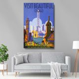 Visit Chicago - Retro Riverfront and Skyline Travel Poster - Image 5